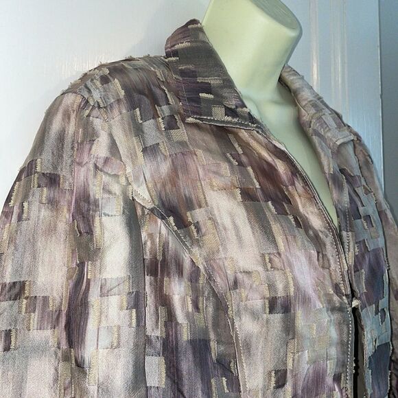 Chico’s tan, purple & lavender polyester jacket - Picture 4 of 8